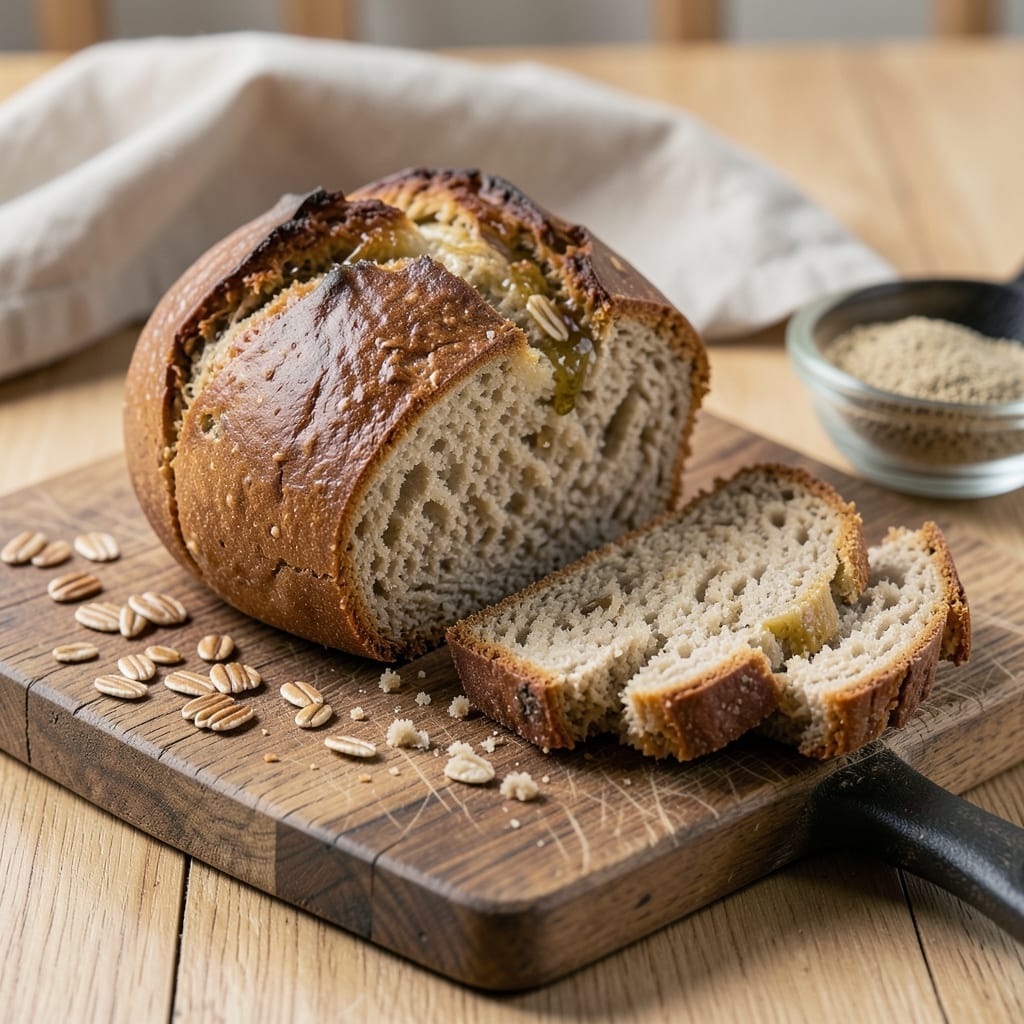 3 Ingredient Oat Bread Recipe No Flour: Gluten-Free Crust With Zero Mixing