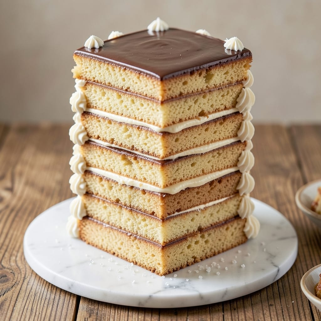 24 Layer Bruce Cake Recipe: Vanilla Buttercream Rivers and Fondant Crown Magic