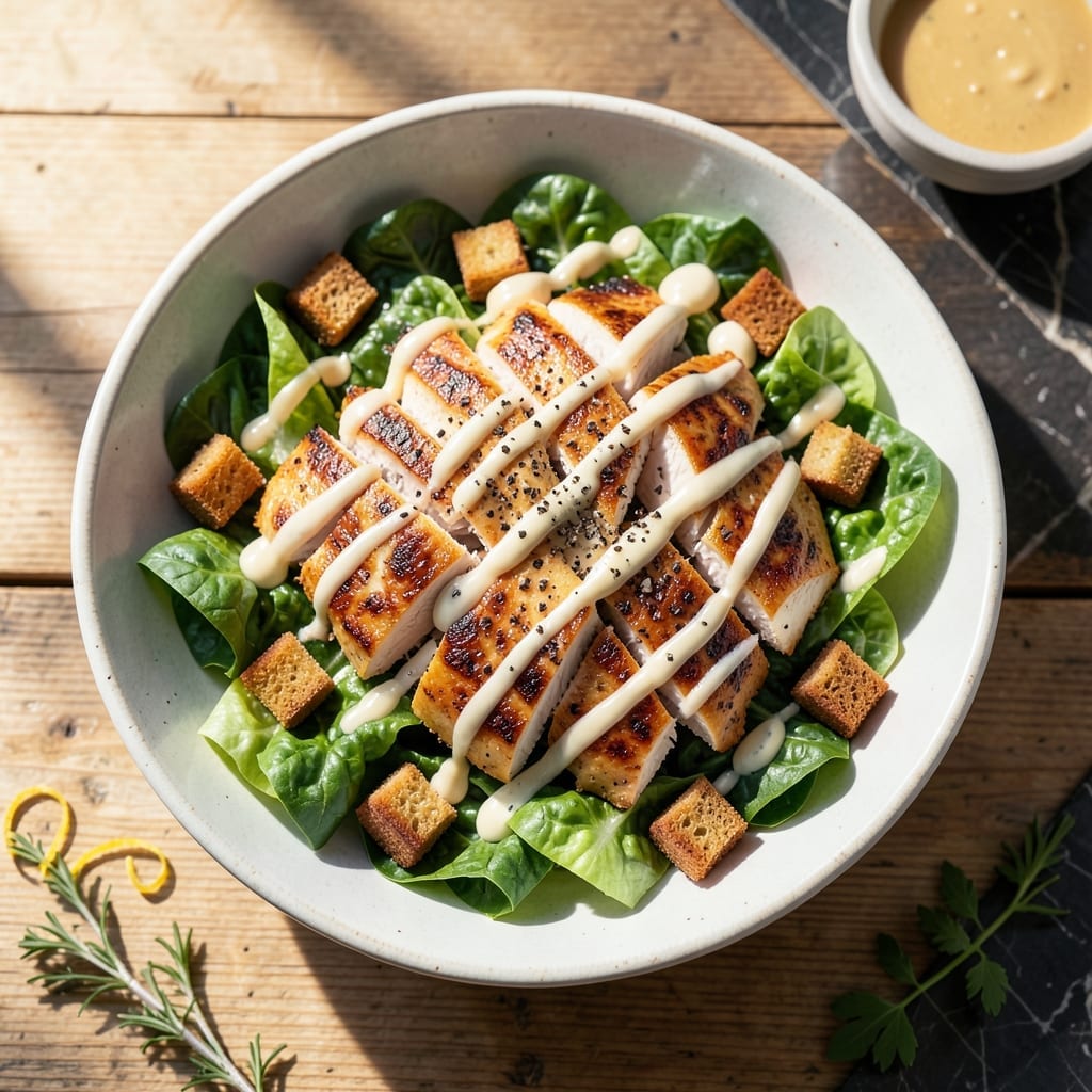 Chicken Recipe for Chicken Caesar Salad: Classic Creamy Dressing and Crisp Romaine