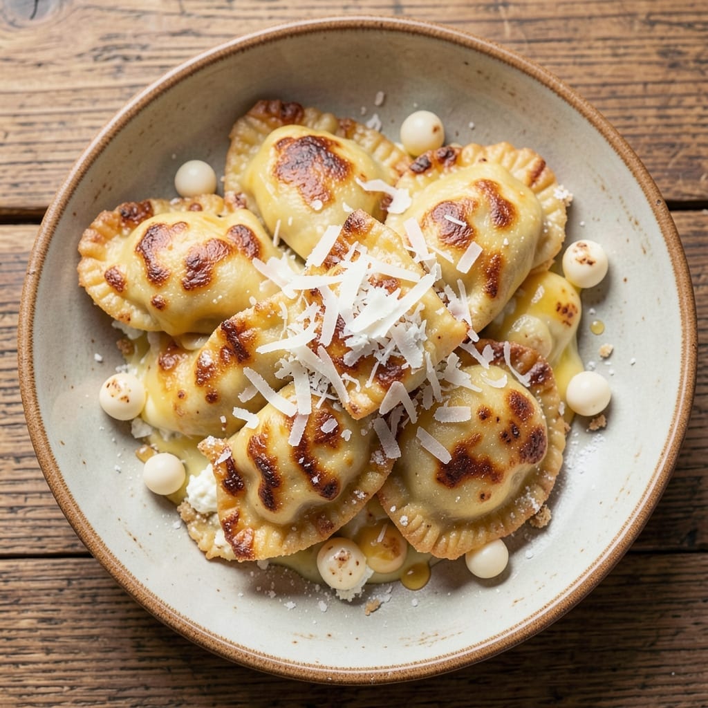 4 Cheese Pierogies Recipe: Pillowy Dough Cradling Melted Goat Cheese