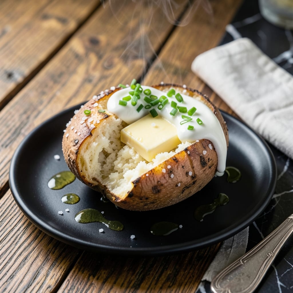 Restaurant Baked Potato Recipe: Fluffy Centers with Crispy Skins Restaurant Baked Potato Recipe: Fluffy Centers with Crispy Skins