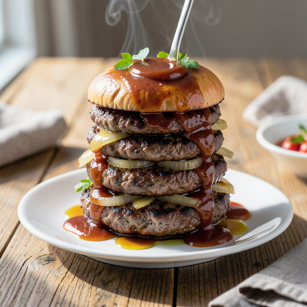 Complete Hamburgers in Sauce Recipe: Smothered in Rich Tomato Gravy overview image