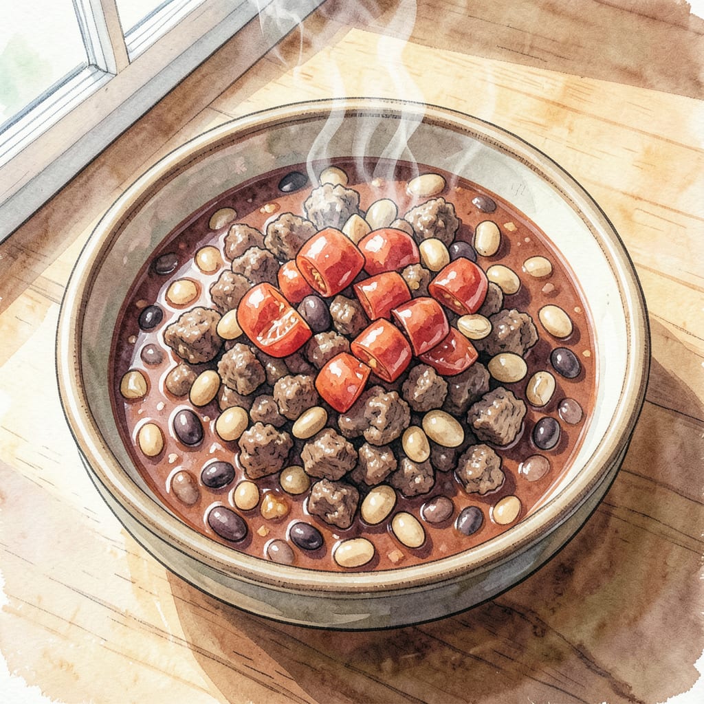 heartland chili recipe illustration with key details