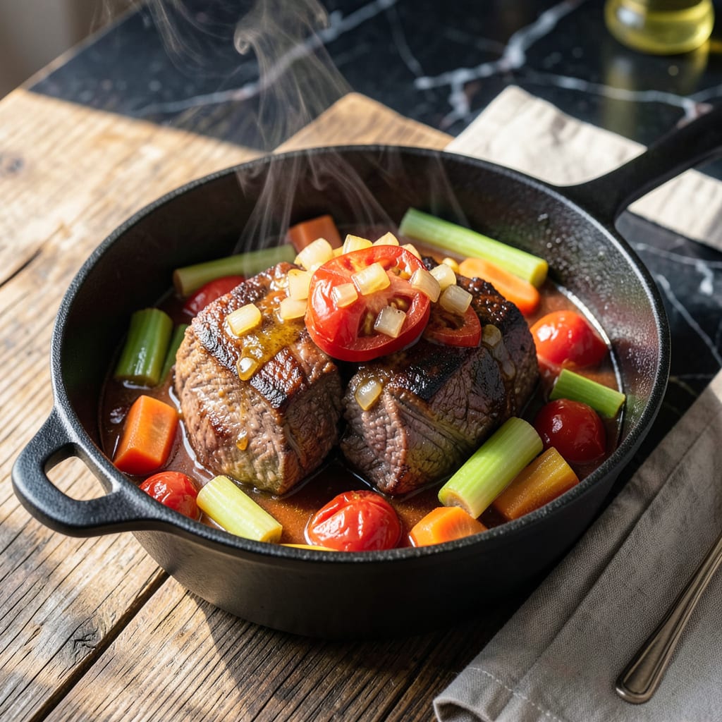 Complete Il Bistro Italiano Rosetta Recipe: Roman Style Braised Beef with White Wine overview image