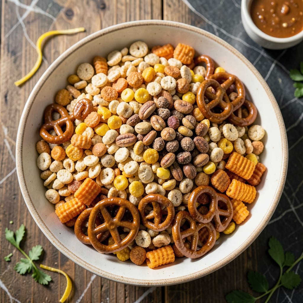 Pioneer Woman Texas Trash Recipe: Sweet and Salty Snack Mix Sensation illustration with key details